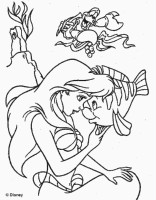A coloring page of the little mermaid